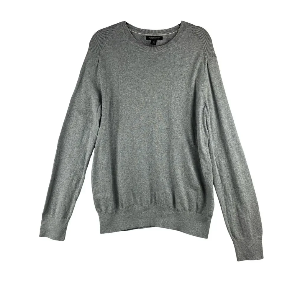 Banana Republic Cotton Cashmere Crew Neck Sweater Men's Large Grey Minimalist